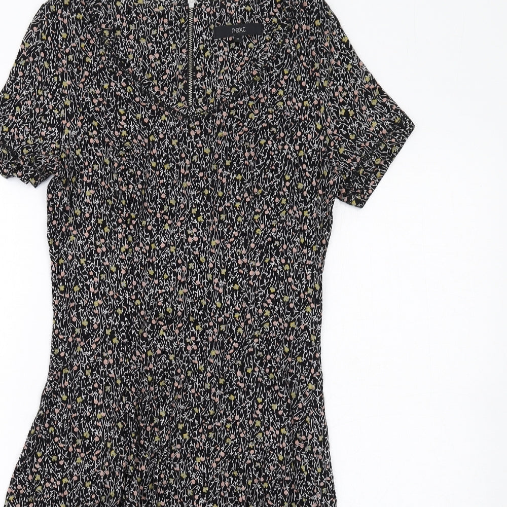 NEXT Womens Multicoloured Floral Viscose A-Line Size 6 Scoop Neck Zip