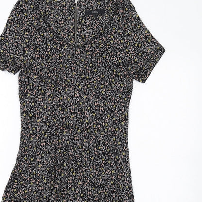 NEXT Womens Multicoloured Floral Viscose A-Line Size 6 Scoop Neck Zip
