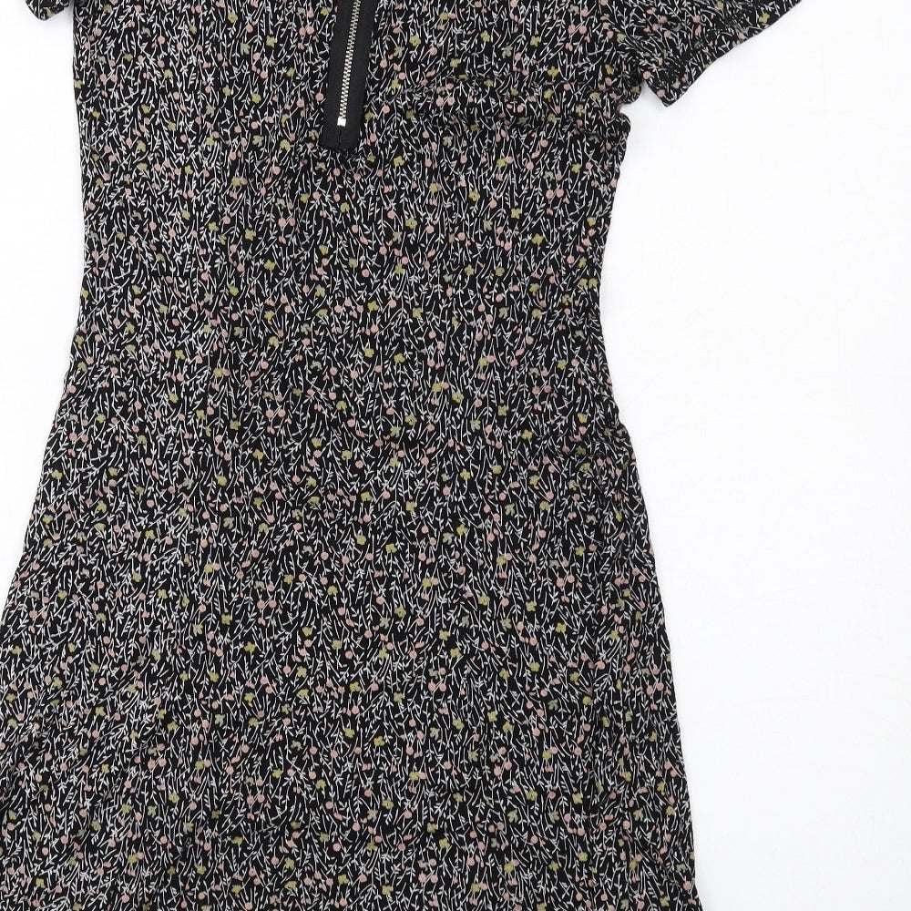 NEXT Womens Multicoloured Floral Viscose A-Line Size 6 Scoop Neck Zip