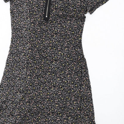 NEXT Womens Multicoloured Floral Viscose A-Line Size 6 Scoop Neck Zip