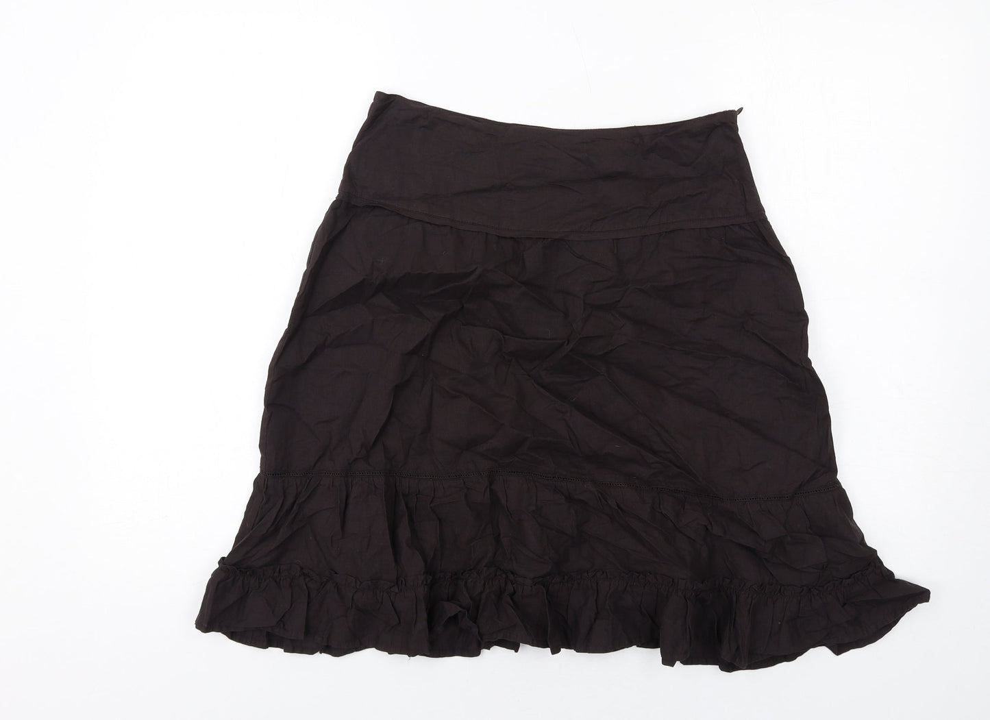 La Redoute Womens Brown Cotton A-Line Skirt Size 8 Zip