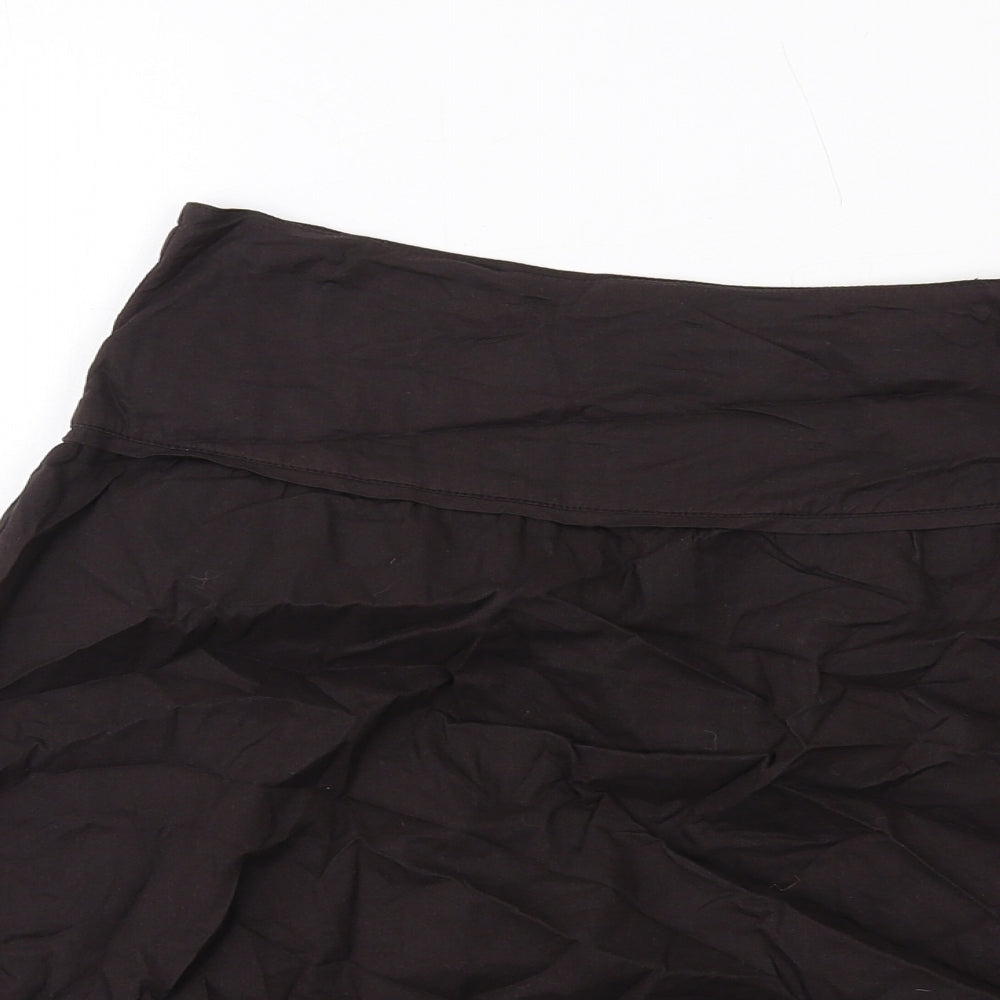 La Redoute Womens Brown Cotton A-Line Skirt Size 8 Zip