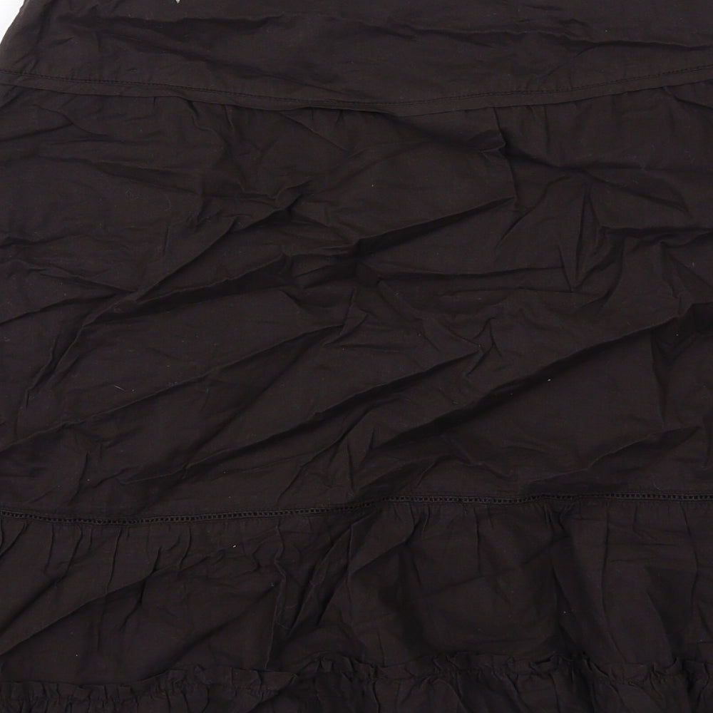 La Redoute Womens Brown Cotton A-Line Skirt Size 8 Zip