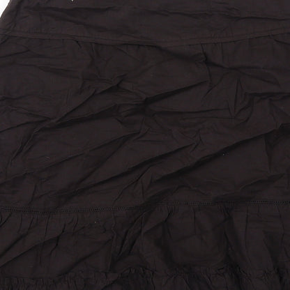 La Redoute Womens Brown Cotton A-Line Skirt Size 8 Zip