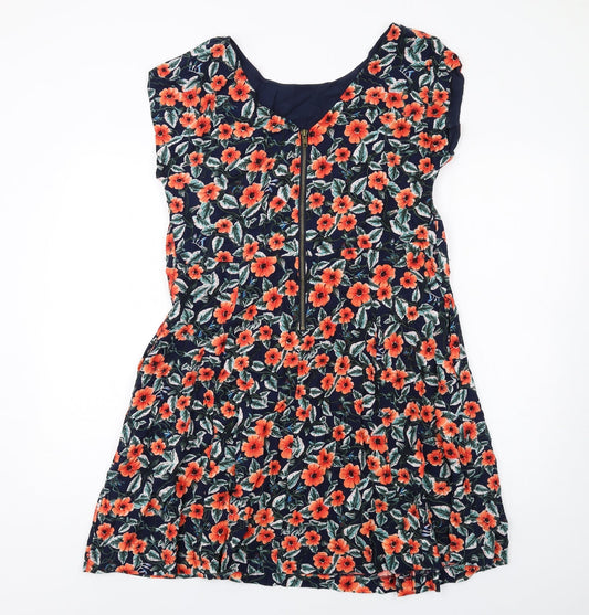 Louche Womens Multicoloured Floral Viscose A-Line Size 16 Scoop Neck Zip