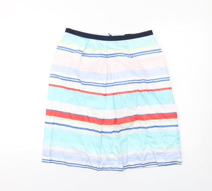 Caroll Womens Multicoloured Striped Cotton A-Line Skirt Size 10 Zip