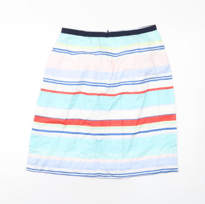 Caroll Womens Multicoloured Striped Cotton A-Line Skirt Size 10 Zip