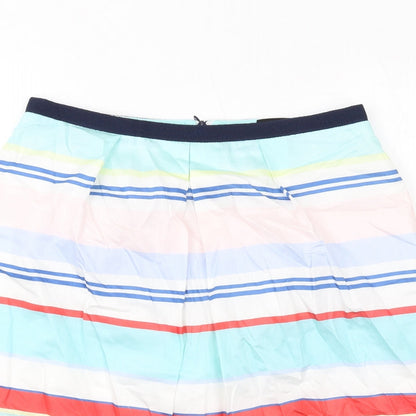 Caroll Womens Multicoloured Striped Cotton A-Line Skirt Size 10 Zip