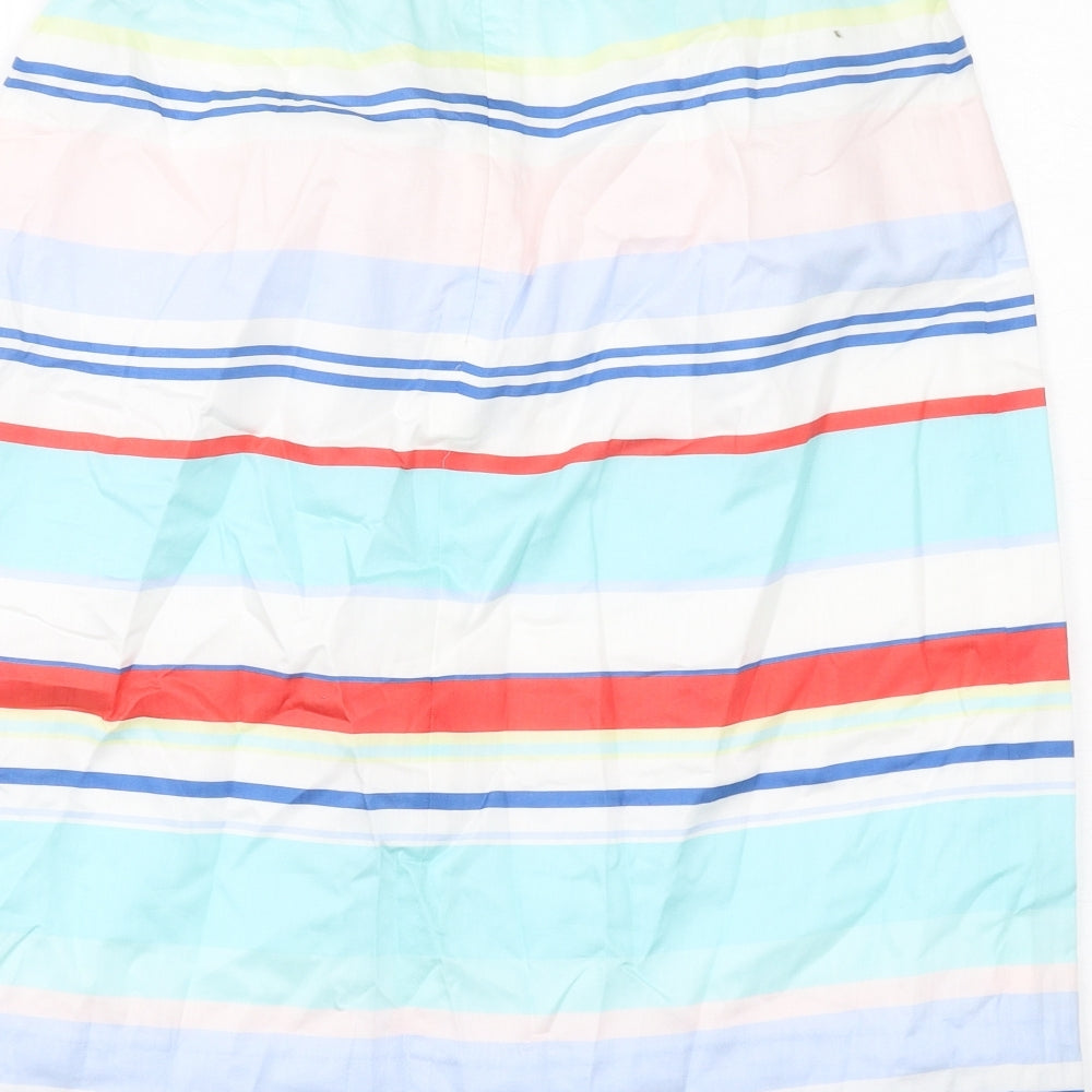 Caroll Womens Multicoloured Striped Cotton A-Line Skirt Size 10 Zip