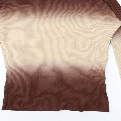 Kit Womens Brown Viscose Basic T-Shirt Size 16 V-Neck - Tie Dye