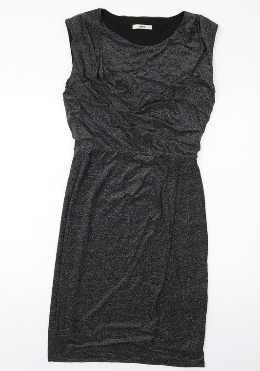 Oasis Womens Black Polyamide Bodycon Size S Round Neck Pullover