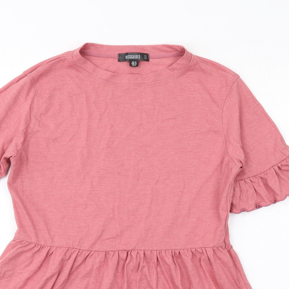 Missguided Womens Pink Polyester Shift Size 10 Round Neck Pullover