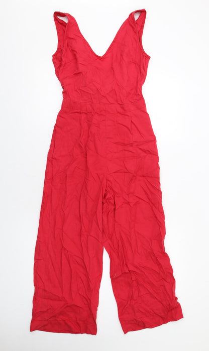 NEXT Womens Red Lyocell Jumpsuit One-Piece Size 6 L25 in Tie