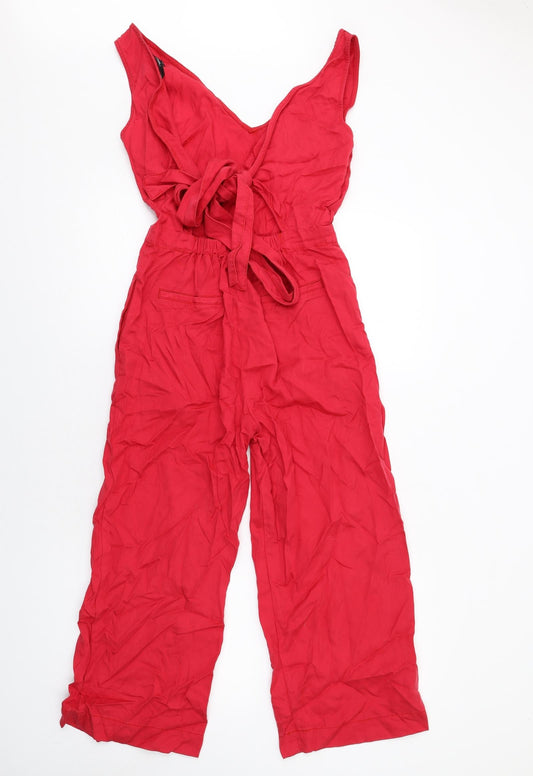 NEXT Womens Red Lyocell Jumpsuit One-Piece Size 6 L25 in Tie