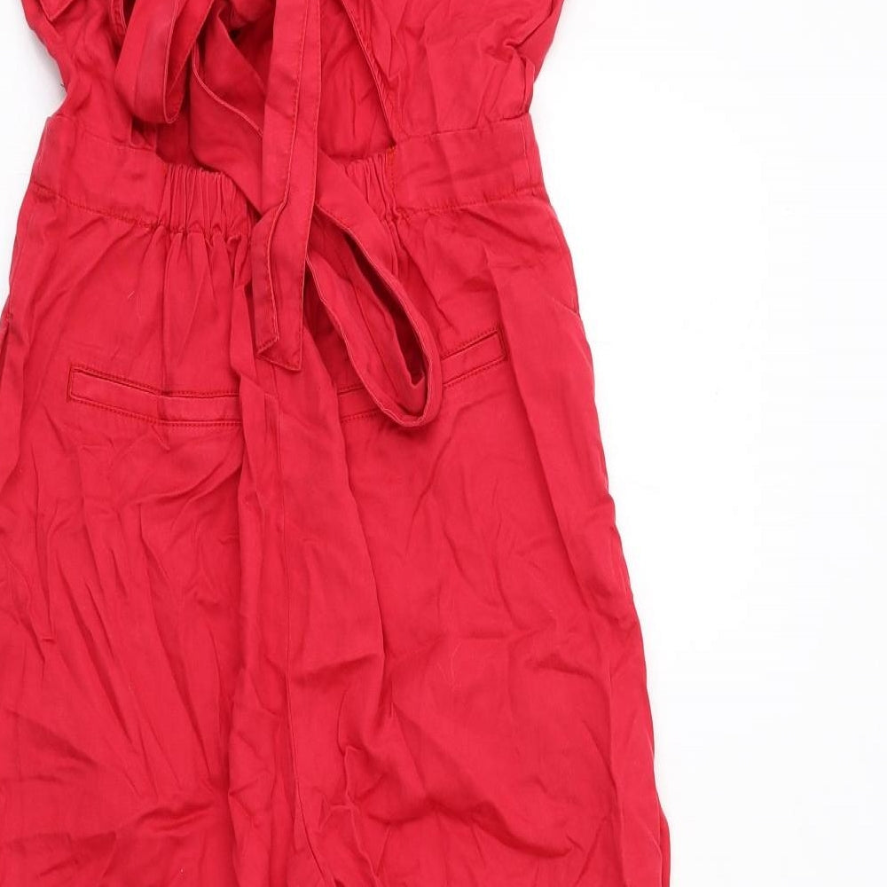 NEXT Womens Red Lyocell Jumpsuit One-Piece Size 6 L25 in Tie