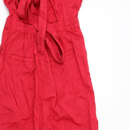 NEXT Womens Red Lyocell Jumpsuit One-Piece Size 6 L25 in Tie