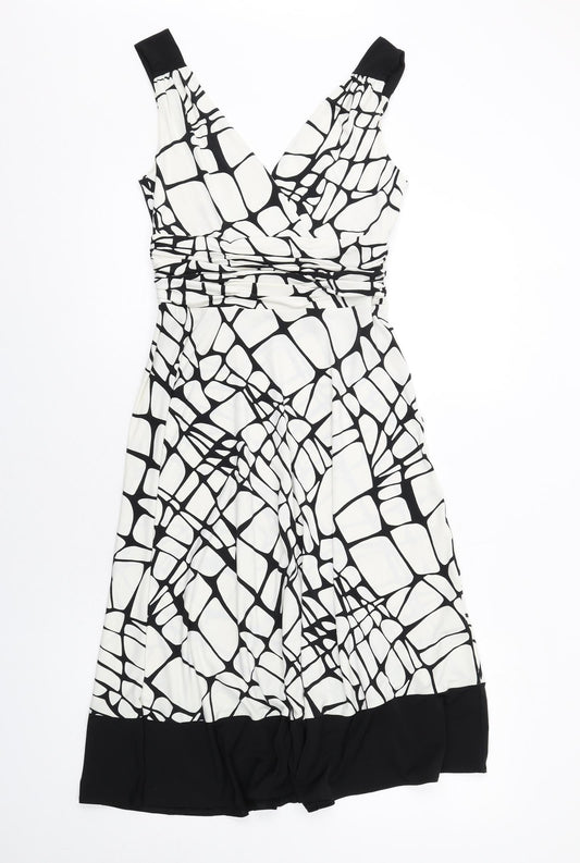 Principles Womens Black Geometric Polyester Tank Dress Size 10 V-Neck Pullover