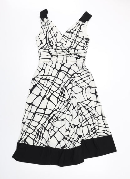 Principles Womens Black Geometric Polyester Tank Dress Size 10 V-Neck Pullover