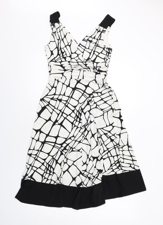 Principles Womens Black Geometric Polyester Tank Dress Size 10 V-Neck Pullover