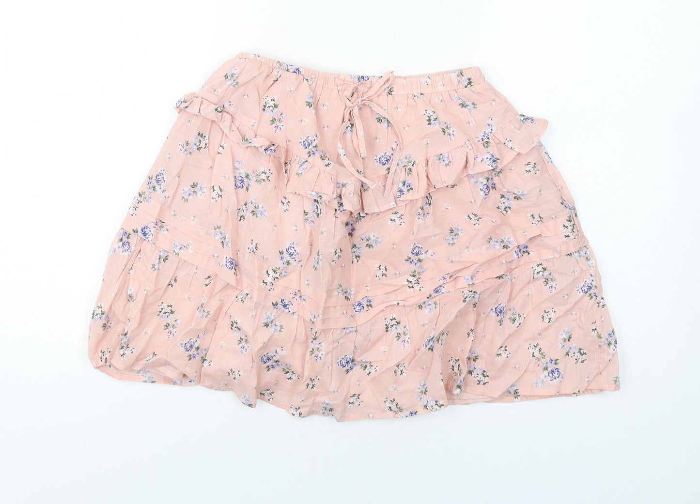 ASOS Womens Pink Floral Cotton A-Line Skirt Size 8