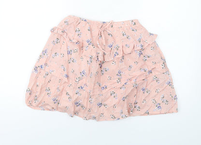 ASOS Womens Pink Floral Cotton A-Line Skirt Size 8
