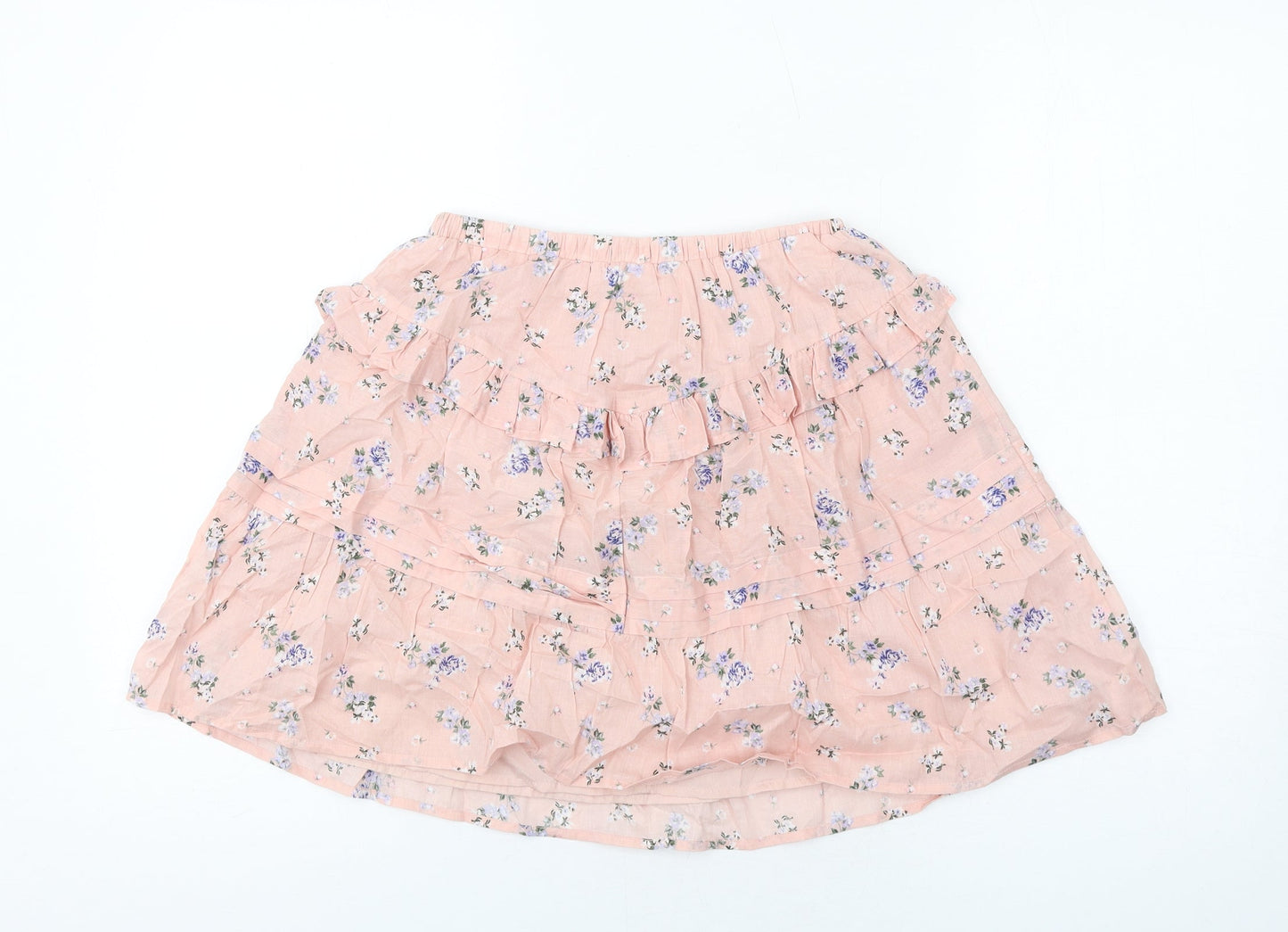 ASOS Womens Pink Floral Cotton A-Line Skirt Size 8