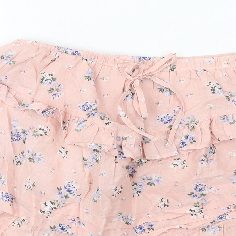 ASOS Womens Pink Floral Cotton A-Line Skirt Size 8