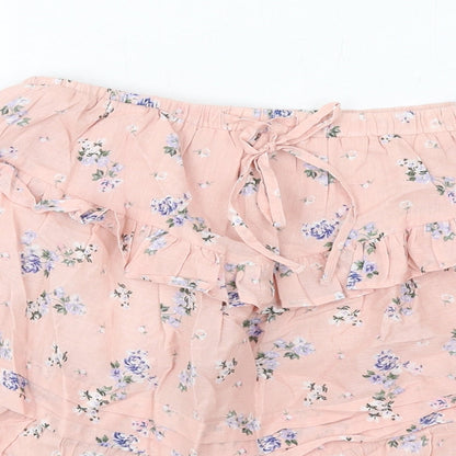 ASOS Womens Pink Floral Cotton A-Line Skirt Size 8
