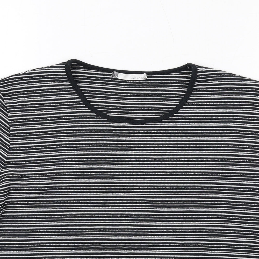 Womens UK Size 14 Viz a Viz Black Basic T-Shirt