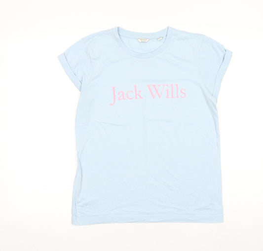 Jack Wills Womens Blue 100% Cotton Basic T-Shirt Size 6 Round Neck