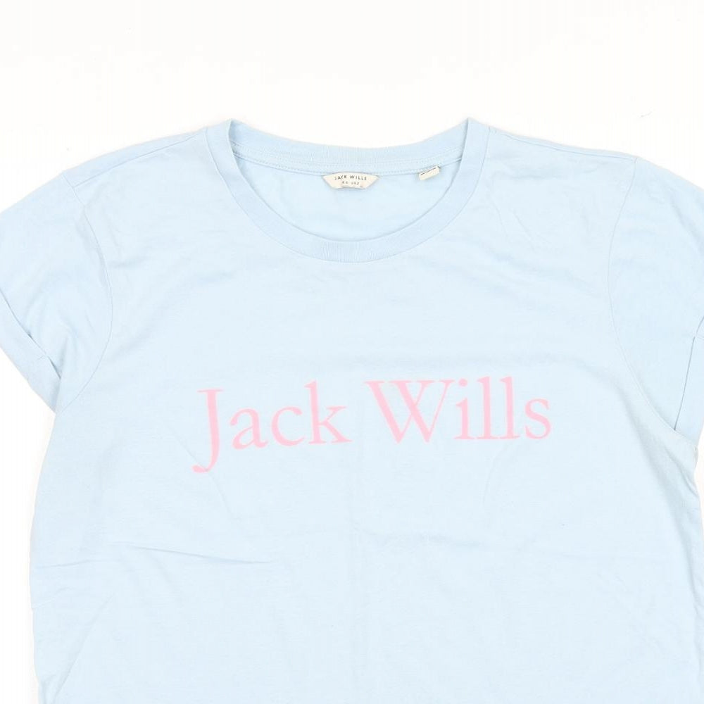 Jack Wills Womens Blue 100% Cotton Basic T-Shirt Size 6 Round Neck