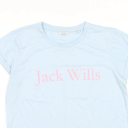 Jack Wills Womens Blue 100% Cotton Basic T-Shirt Size 6 Round Neck