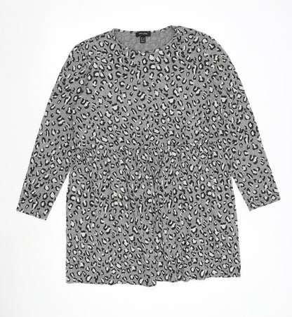 New Look Womens Grey Animal Print Viscose A-Line Size 18 Round Neck Pullover