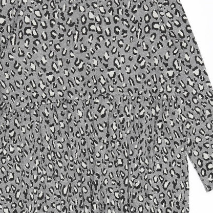 New Look Womens Grey Animal Print Viscose A-Line Size 18 Round Neck Pullover