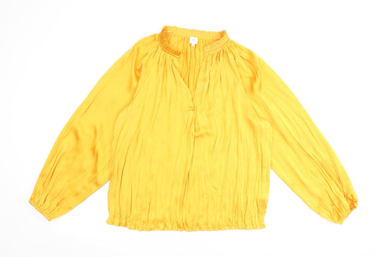 John Lewis Womens Orange Polyester Basic Blouse Size 12 V-Neck