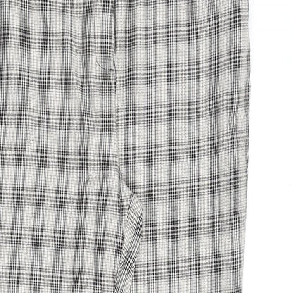 Marks and Spencer Womens Beige Check Cotton Trousers Size 18 L30 in Regular Zip