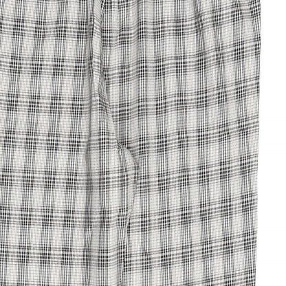 Marks and Spencer Womens Beige Check Cotton Trousers Size 18 L30 in Regular Zip