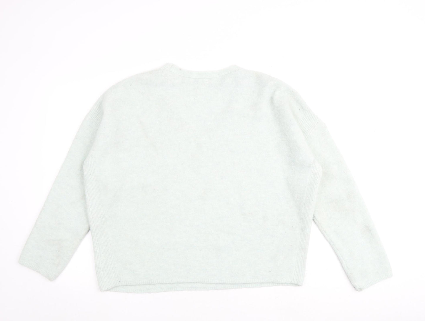 Autograph Womens Green V-Neck Acrylic Pullover Jumper Size 16