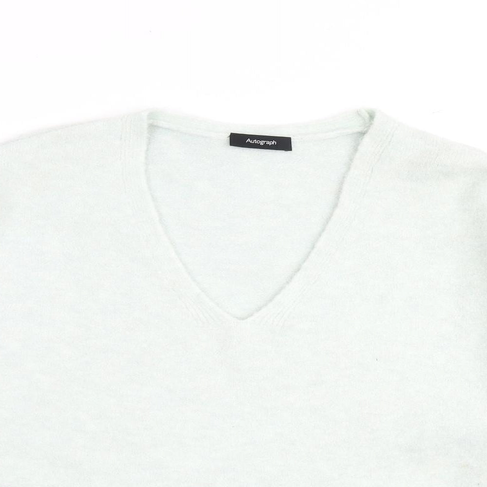 Autograph Womens Green V-Neck Acrylic Pullover Jumper Size 16