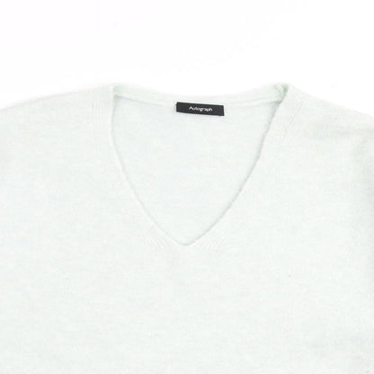 Autograph Womens Green V-Neck Acrylic Pullover Jumper Size 16