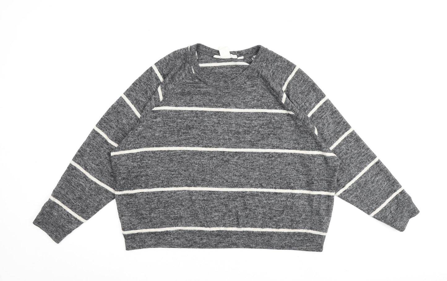 H&M Womens Grey Striped Viscose Pullover Sweatshirt Size M Pullover
