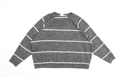 H&M Womens Grey Striped Viscose Pullover Sweatshirt Size M Pullover