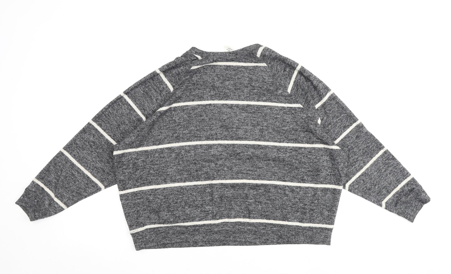 H&M Womens Grey Striped Viscose Pullover Sweatshirt Size M Pullover