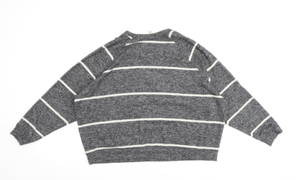 H&M Womens Grey Striped Viscose Pullover Sweatshirt Size M Pullover