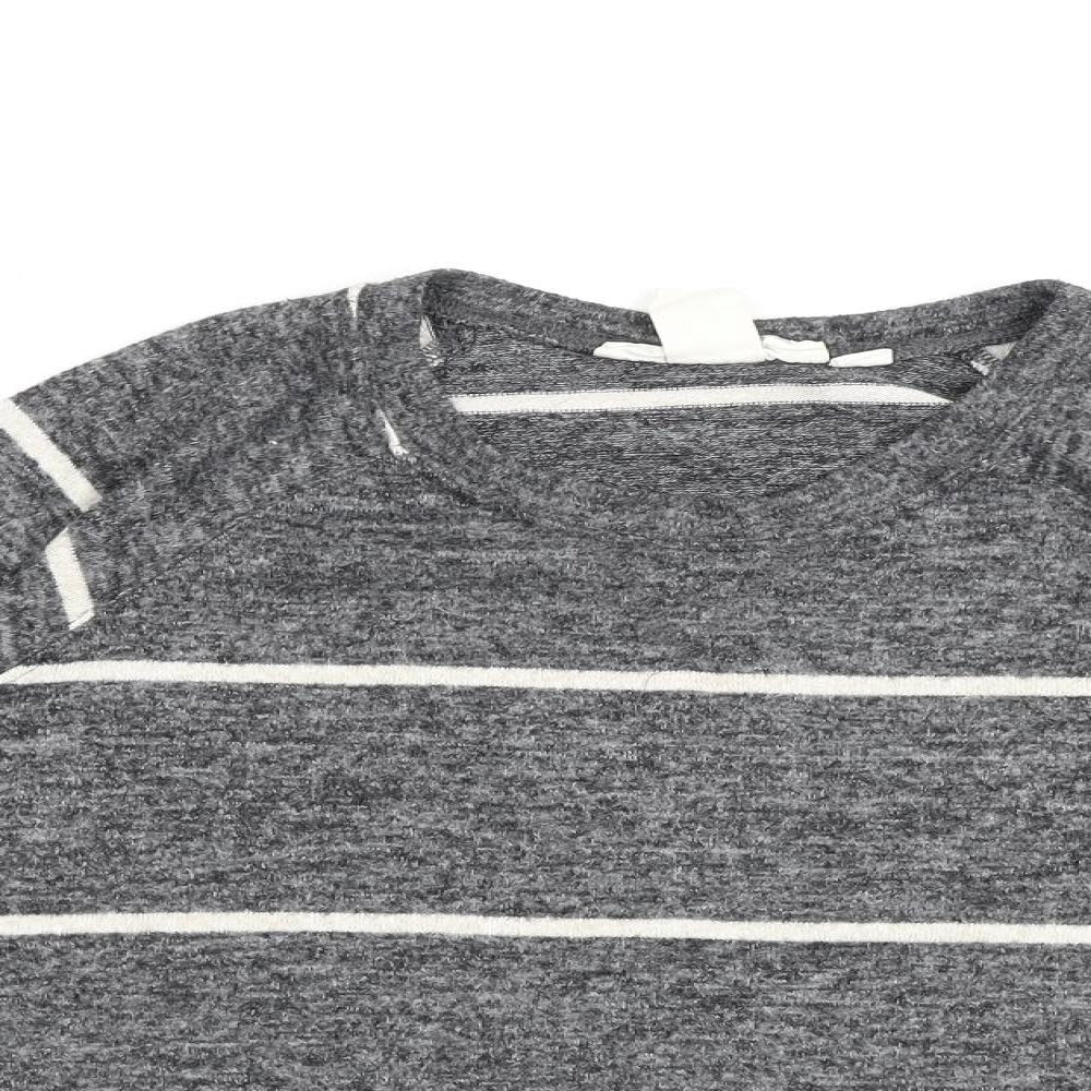 H&M Womens Grey Striped Viscose Pullover Sweatshirt Size M Pullover
