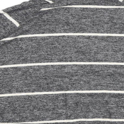 H&M Womens Grey Striped Viscose Pullover Sweatshirt Size M Pullover