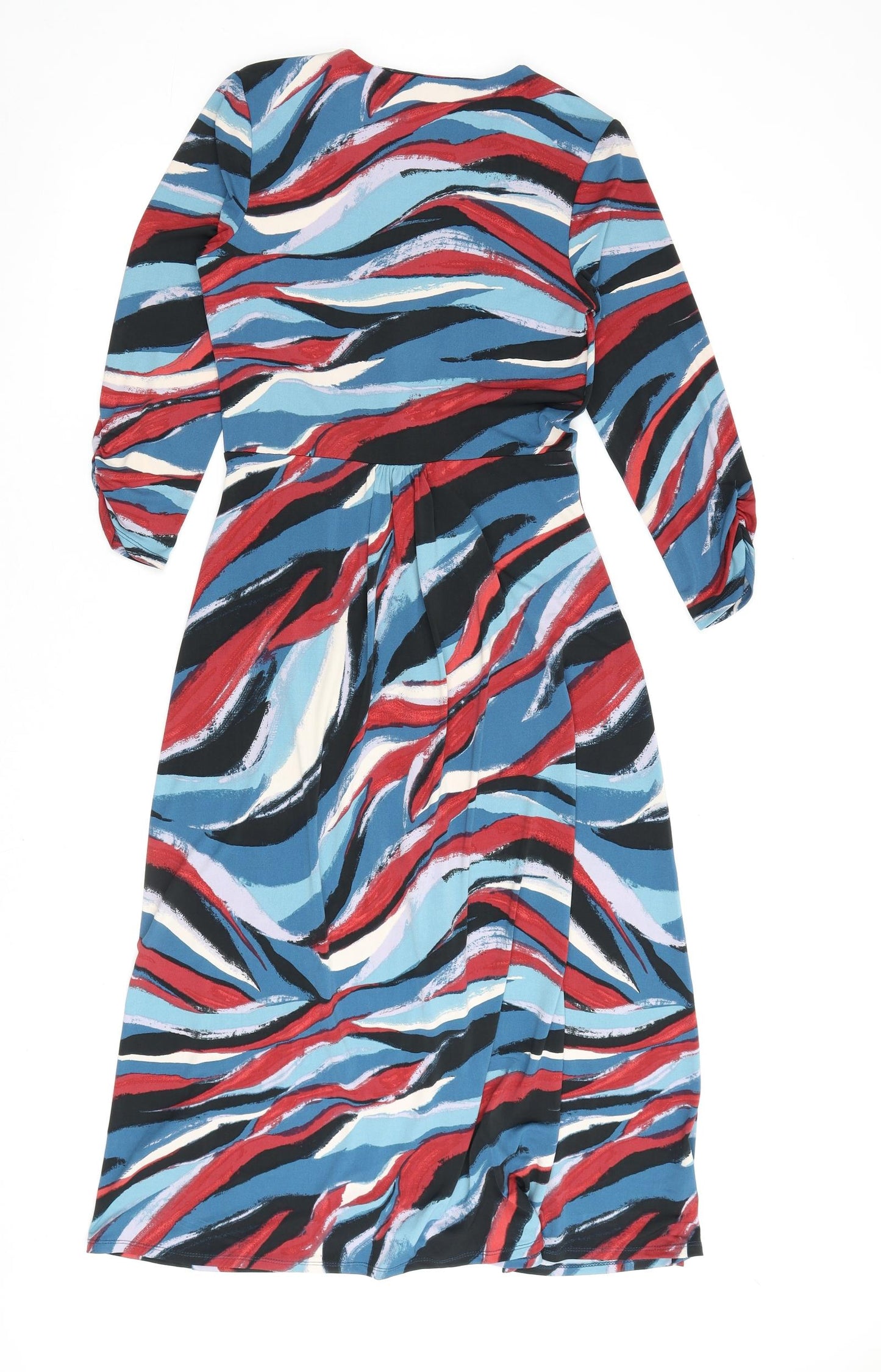 Monsoon Womens Multicoloured Geometric Polyester A-Line Size 10 V-Neck Pullover