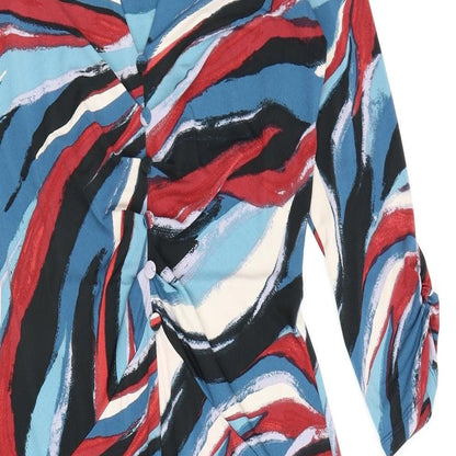 Monsoon Womens Multicoloured Geometric Polyester A-Line Size 10 V-Neck Pullover