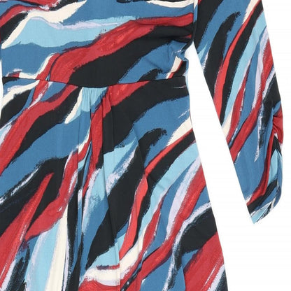 Monsoon Womens Multicoloured Geometric Polyester A-Line Size 10 V-Neck Pullover