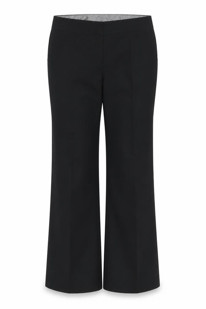 Front view of mamas & papas women’s black polyester trousers, size UK 6, 29-inch leg regular zip